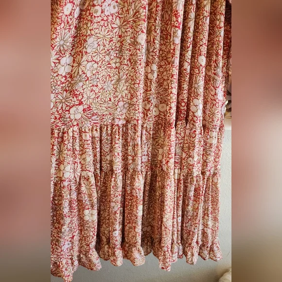 Free People Feeling Groovy Maxi Dress Red Combo M - Picture 13 of 15